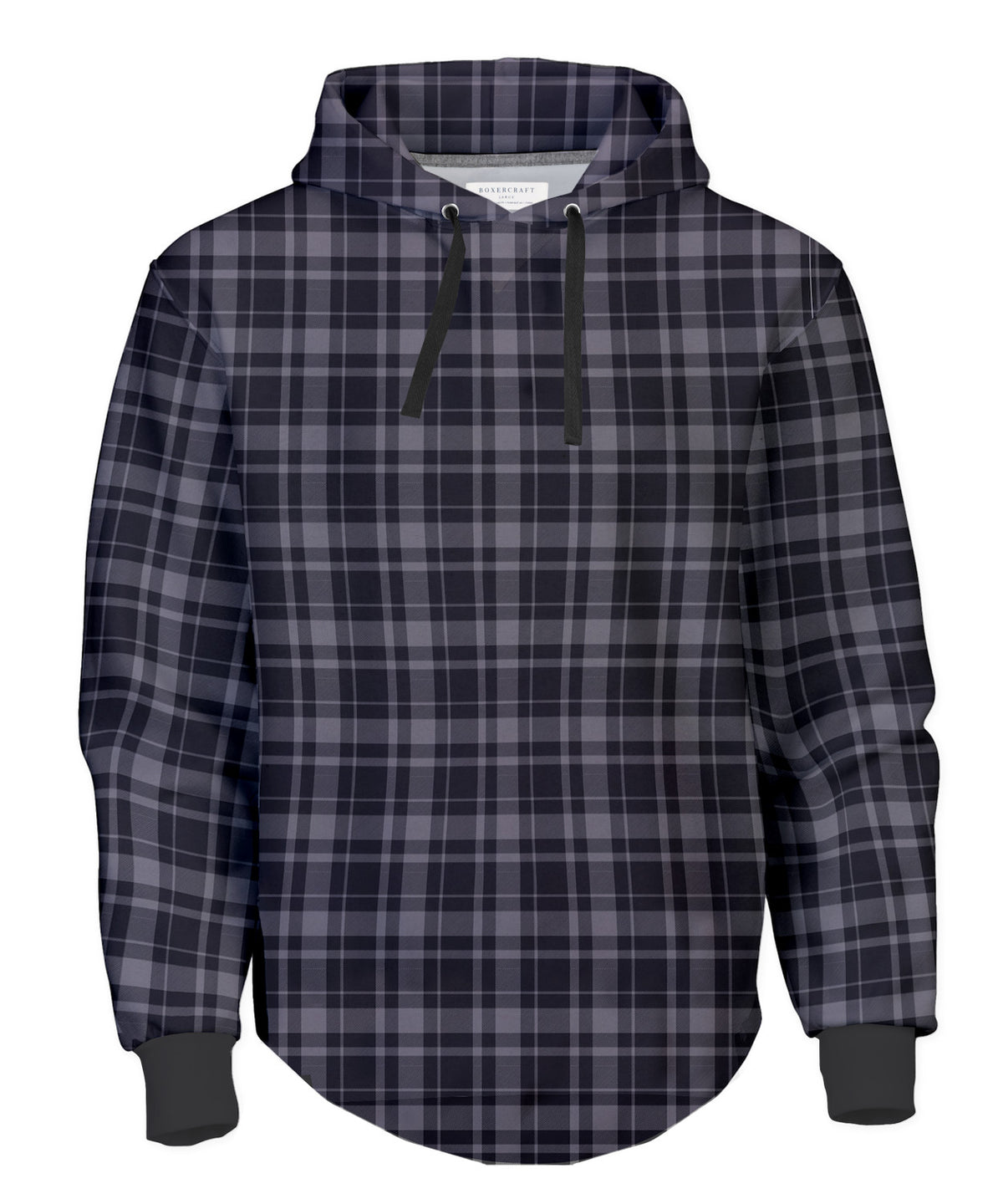 Boxercraft BU5301 Unisex Flannel Pullover Hoodie - Black Jordan Plaid - Ghost Front | Black Jordan Plaid