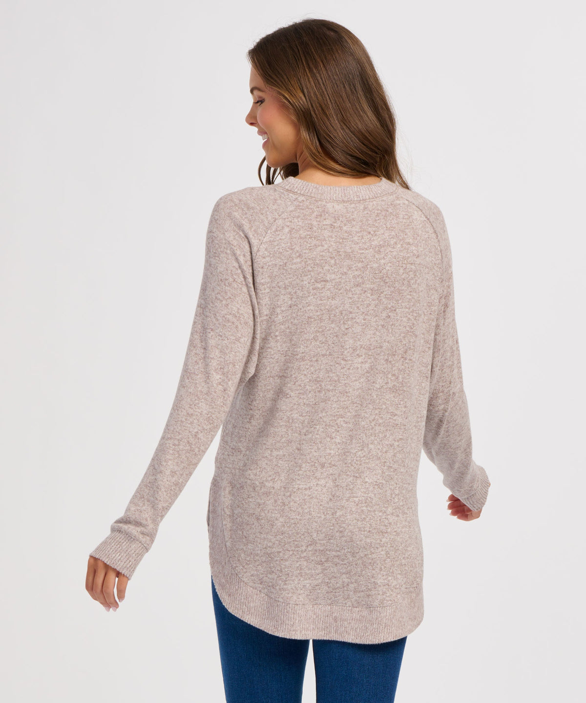 Women's Cuddle Oversized Crew – Ultra-Soft Oversized Crewneck Sweater in Espresso Heathe