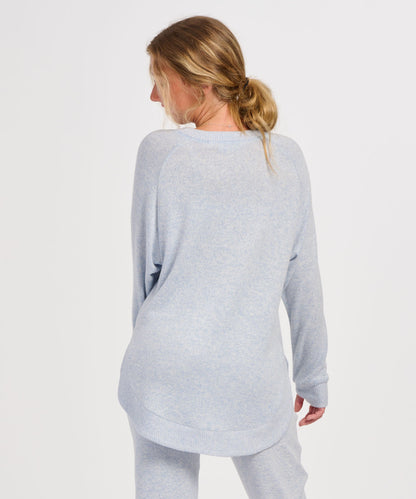 Women's Cuddle Oversized Crew – Ultra-Soft Oversized Crewneck Sweater in Sky Blue Heathe