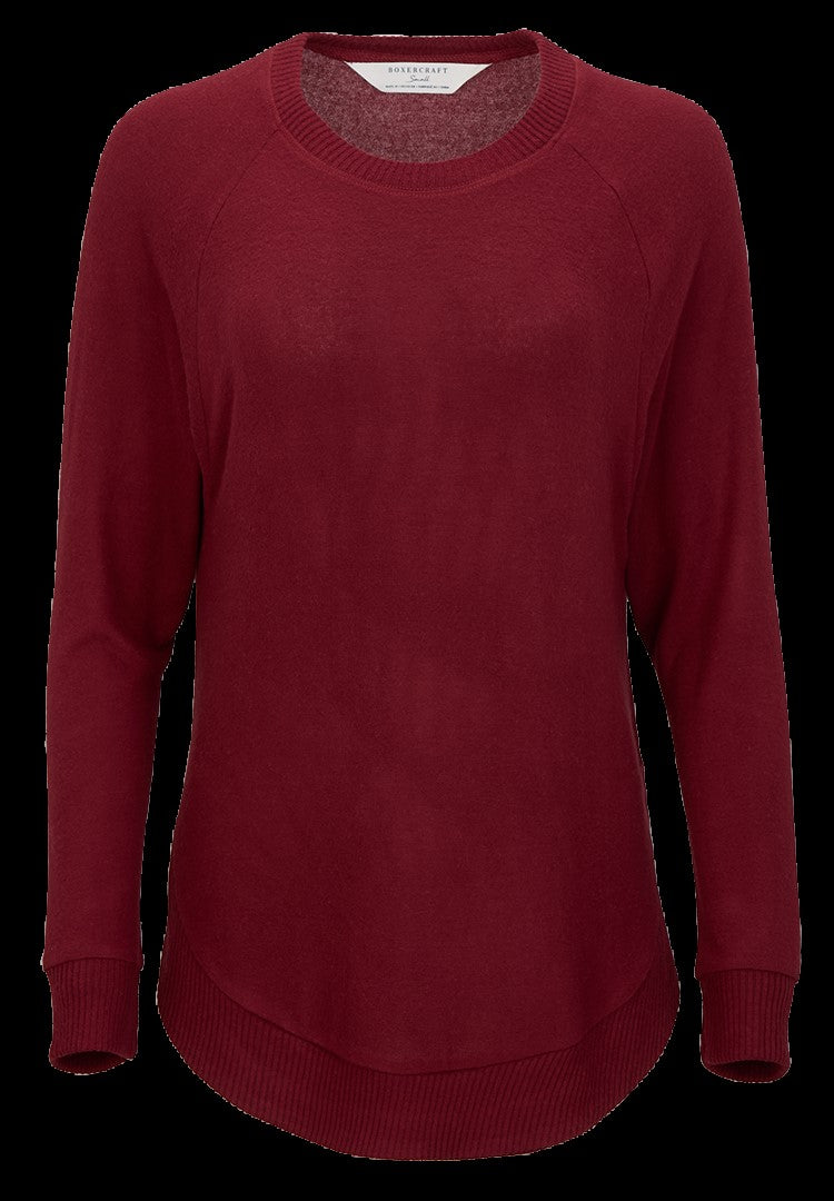 Women's Cuddle Oversized Crew – Ultra-Soft Oversized Crewneck Sweater in Mantra Red