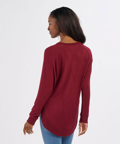 Women's Cuddle Oversized Crew – Ultra-Soft Oversized Crewneck Sweater in Mantra Red