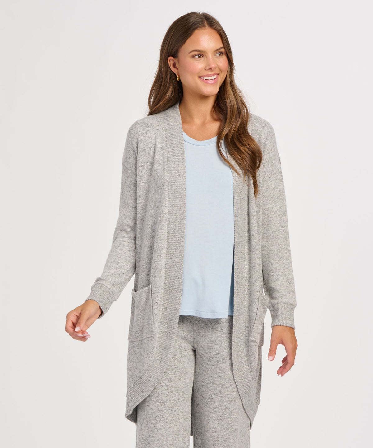 Women's Cuddle Cardigan – Ultra-Soft Open-Front Cardigan Sweater in Oxford Heather
