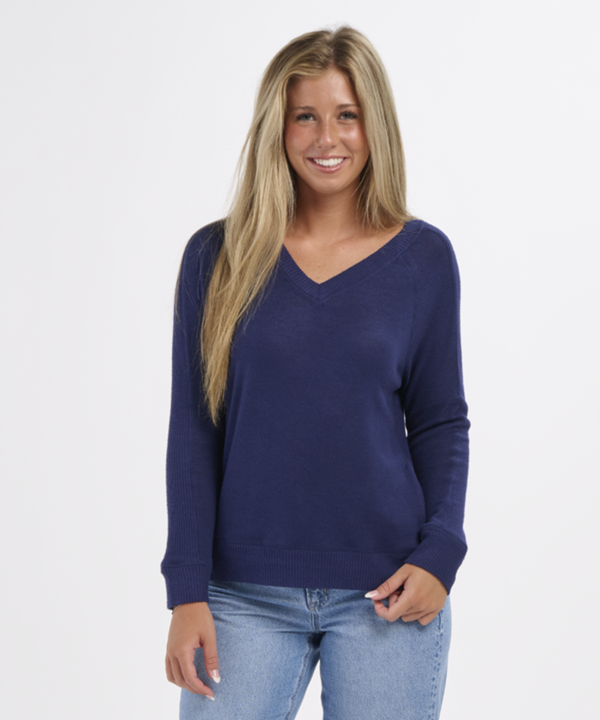 Women's Cuddle V-Neck – Ultra-Soft V-Neck Sweater in Navy