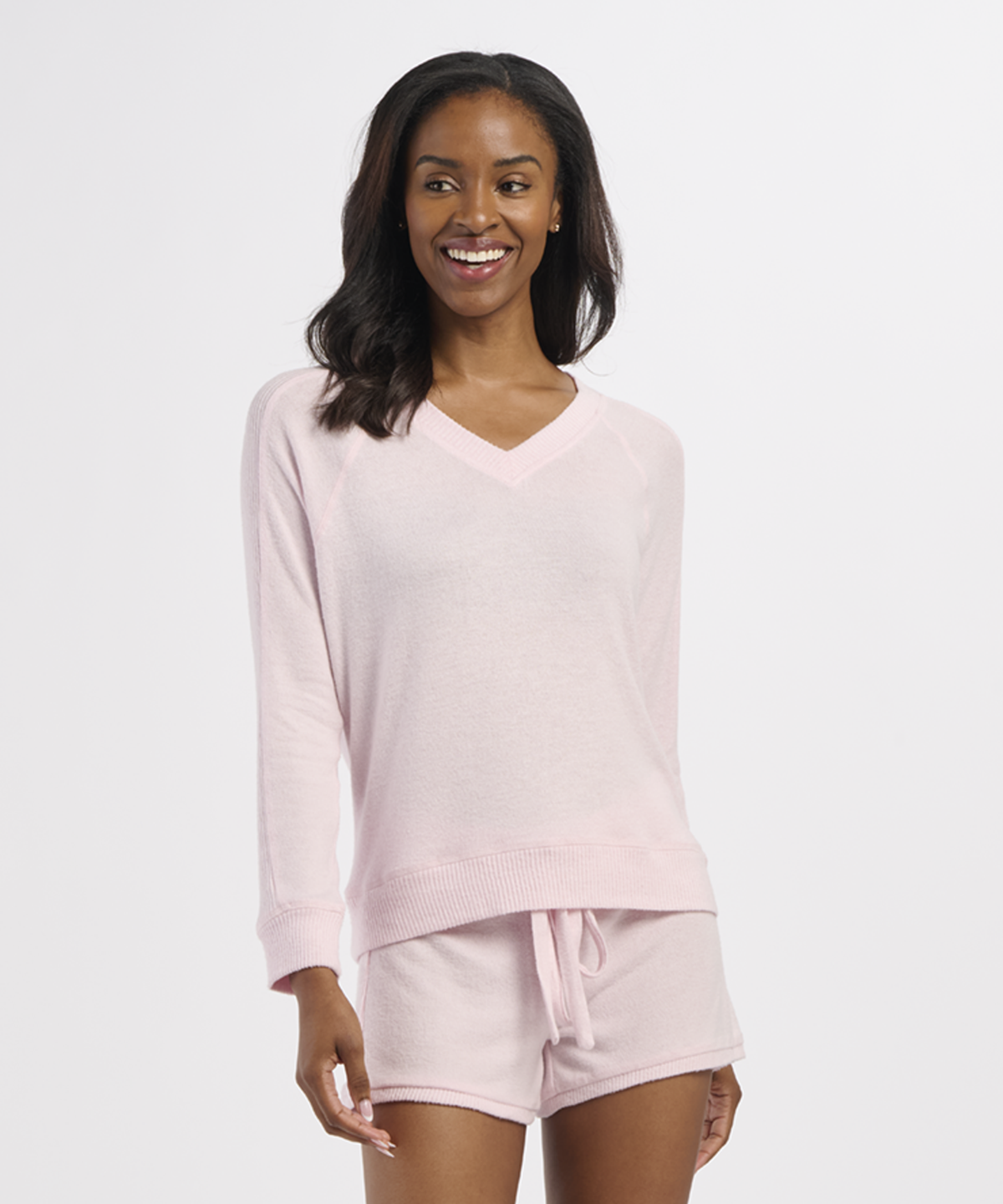 Women's Cuddle V-Neck – Ultra-Soft V-Neck Sweater in Pink Serenity