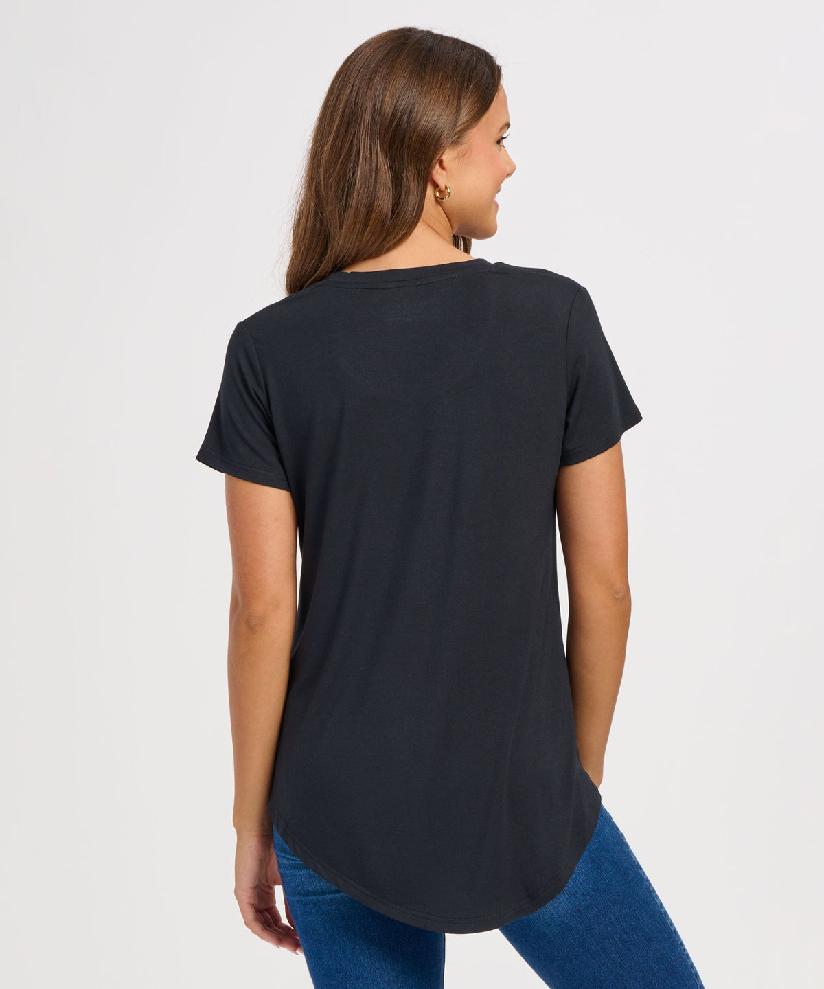 Women's Bamboo Hi-Low Tee – Soft Bamboo Hi-Low Hem T-Shirt in Black