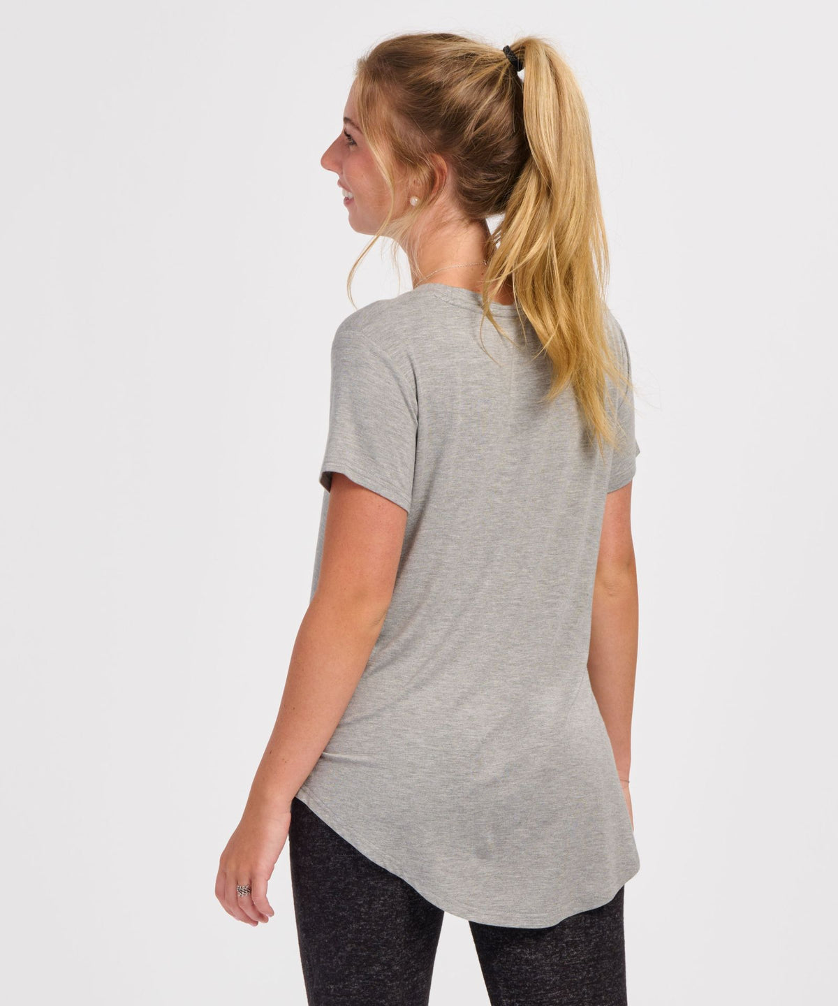 Women's Bamboo Hi-Low Tee – Soft Bamboo Hi-Low Hem T-Shirt in Oxford Heather