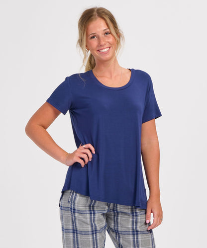 Women's Bamboo Hi-Low Tee – Soft Bamboo Hi-Low Hem T-Shirt in Navy