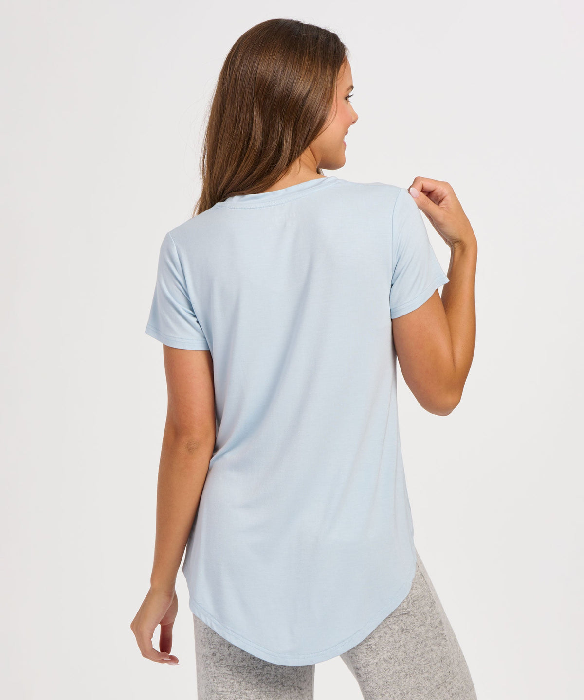 Women's Bamboo Hi-Low Tee – Soft Bamboo Hi-Low Hem T-Shirt in Sky Blue