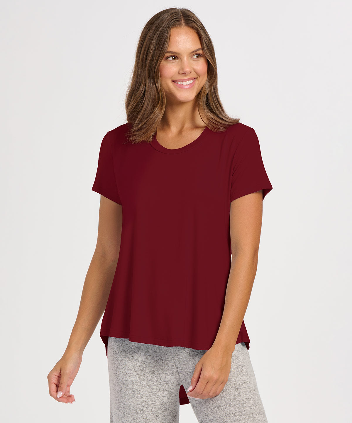 Women's Bamboo Hi-Low Tee in Mantra Red