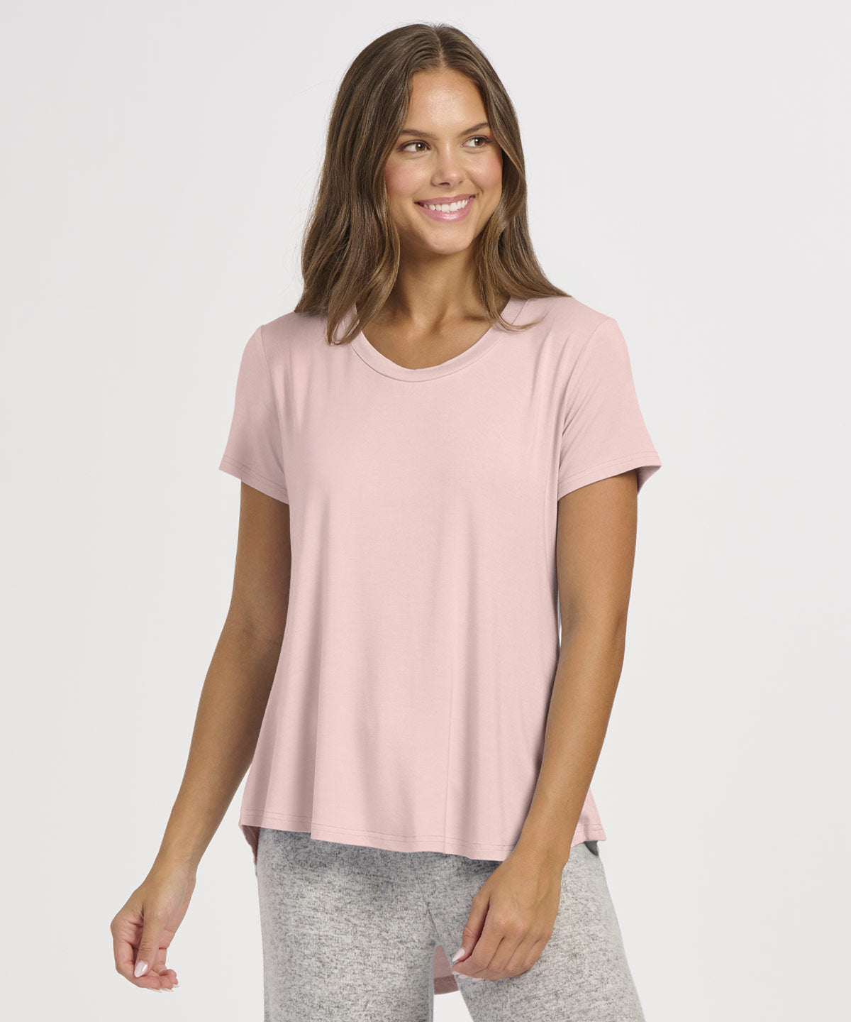 Women's Bamboo Hi-Low Tee in Pink Serenity
