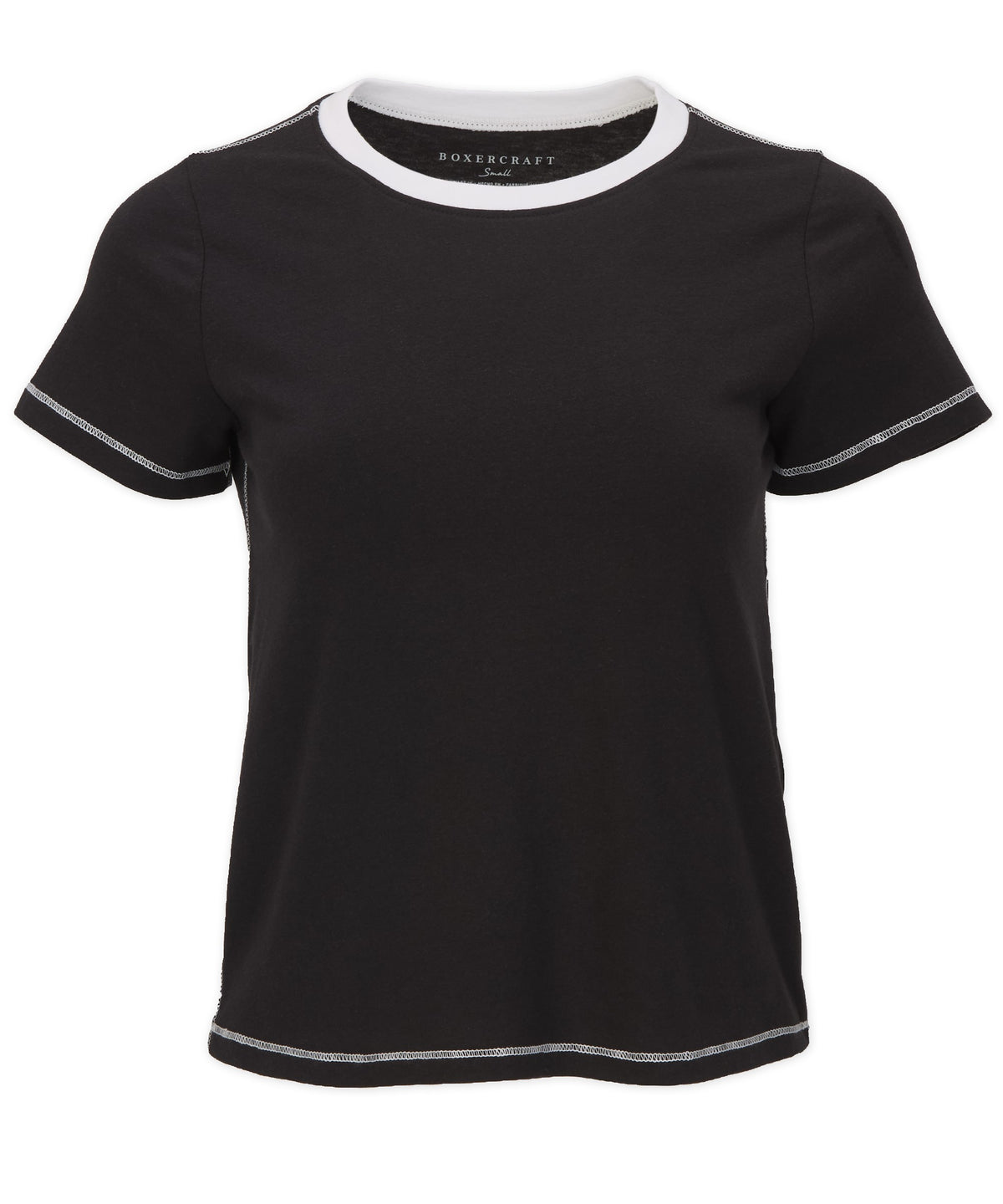 Women's Contrast Stitch Baby Tee – Fitted Baby Tee with Contrast Stitching in Black-White