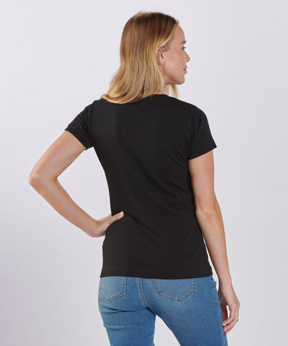 BW2201 Women's V-Neck Tee - Black - Back | Black