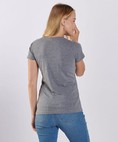 BW2201 Women's V-Neck Tee - Granite - Back | Granite