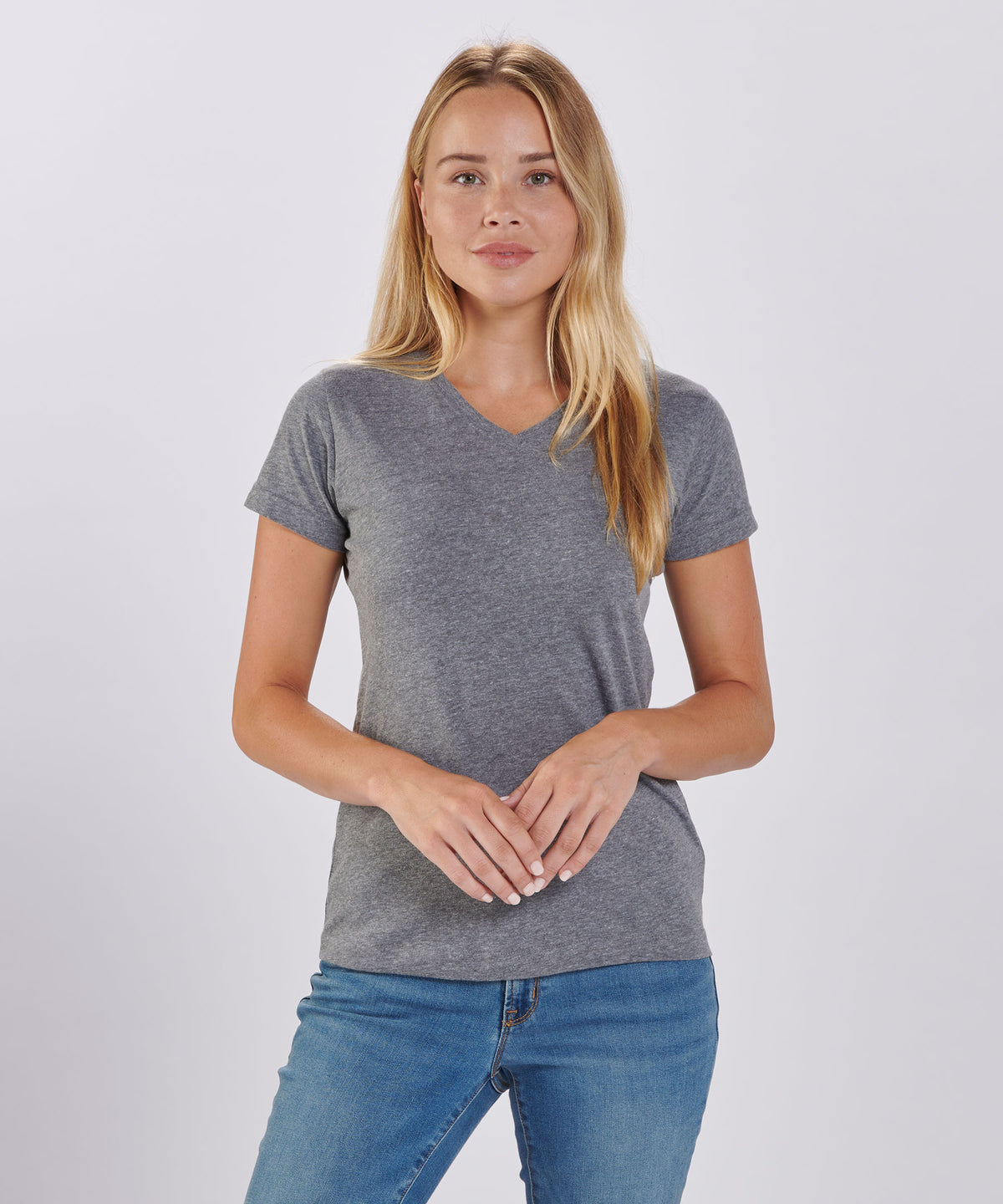 BW2201 Women's V-Neck Tee - Granite - Front | Granite