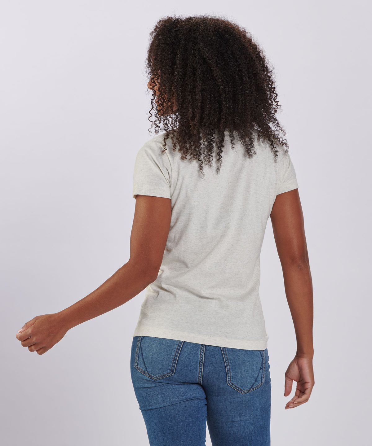 BW2201 Women's V-Neck Tee - Natural Heather - Back | Natural Heather