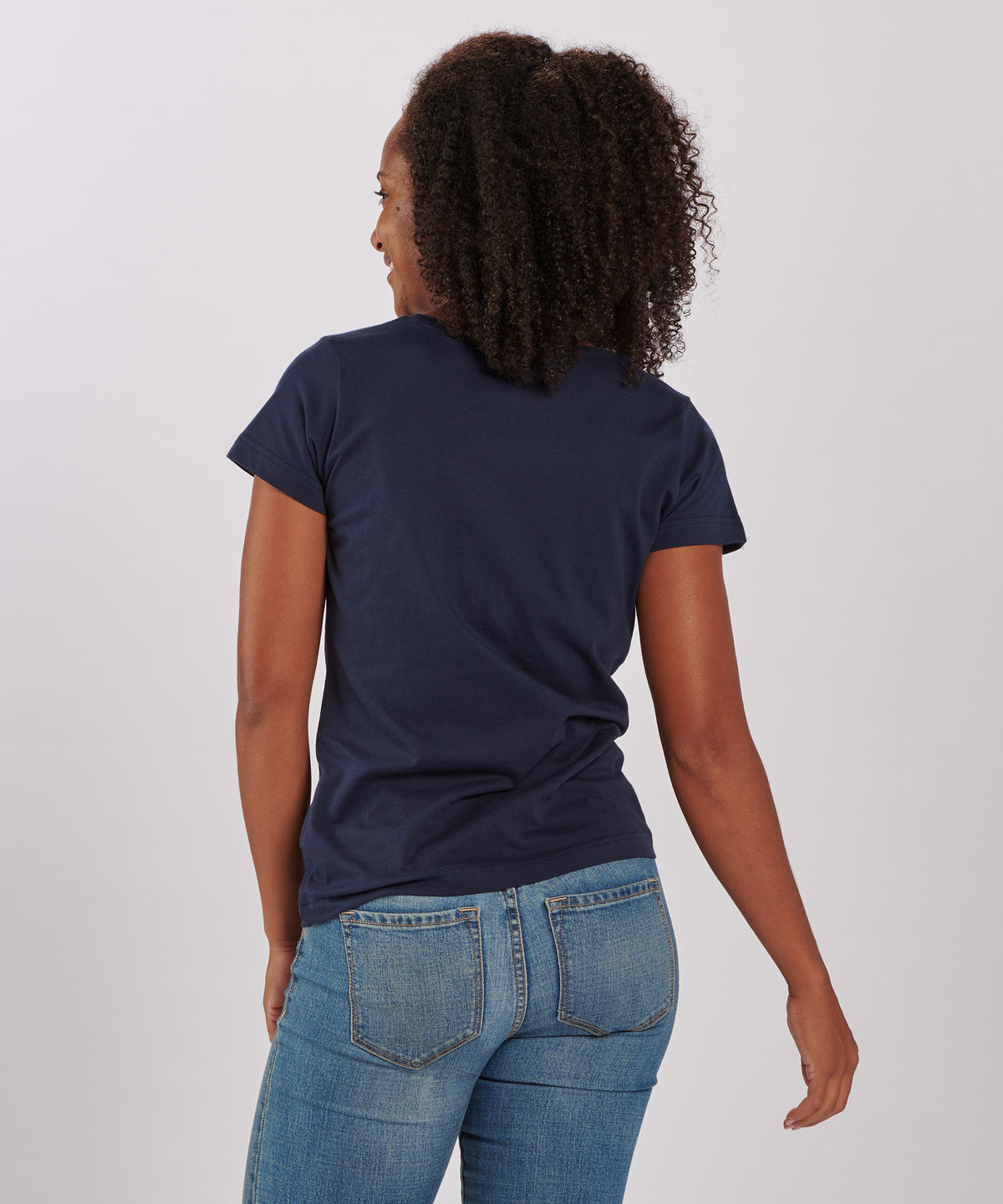 BW2201 Women's V-Neck Tee - Navy - Back | Navy