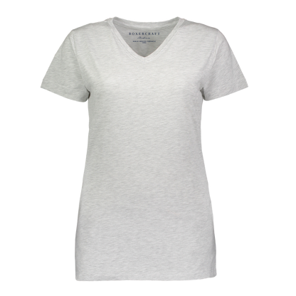 BW2201 Women's V-Neck Tee - Oxford Heather - Ghost Front | Oxford Heather