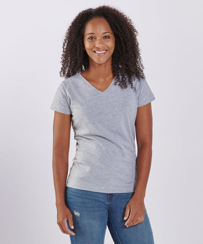 BW2201 Women's V-Neck Tee - Oxford Heather - Front | Oxford Heather
