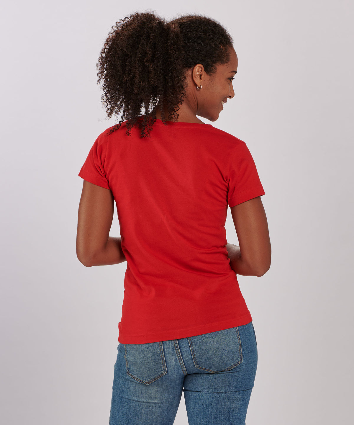 BW2201 Women's V-Neck Tee - Red - Back | Red