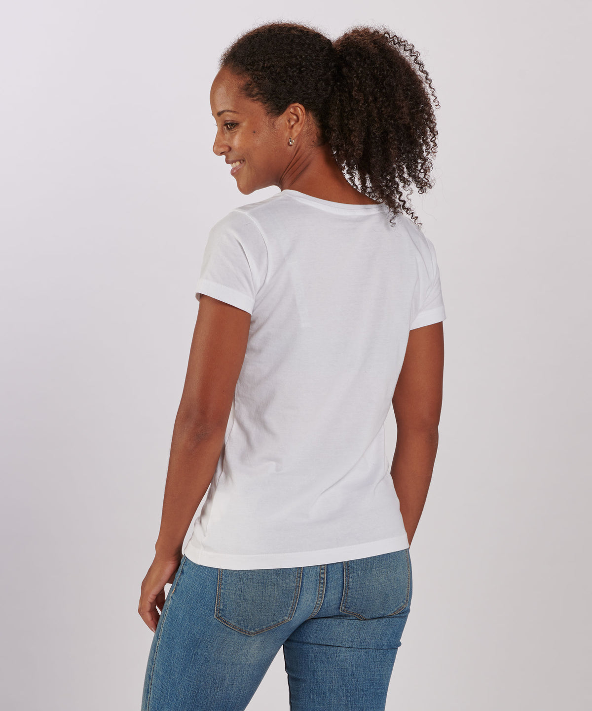 BW2201 Women's V-Neck Tee - White - Back | White