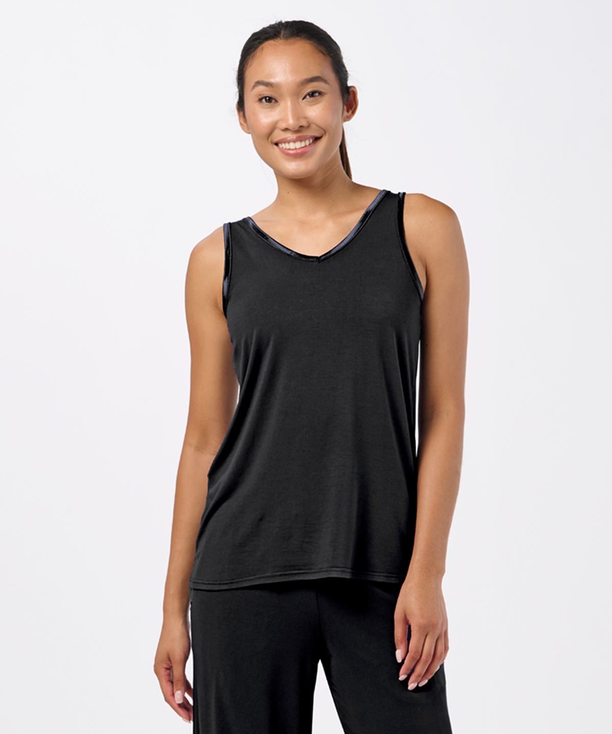 Women's Bamboo V-Neck Tank – Soft Bamboo V-Neck Tank Top in Black