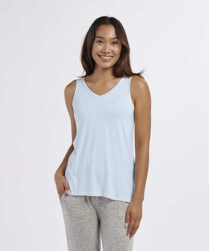 Women's Bamboo V-Neck Tank – Soft Bamboo V-Neck Tank Top in Sky Blue