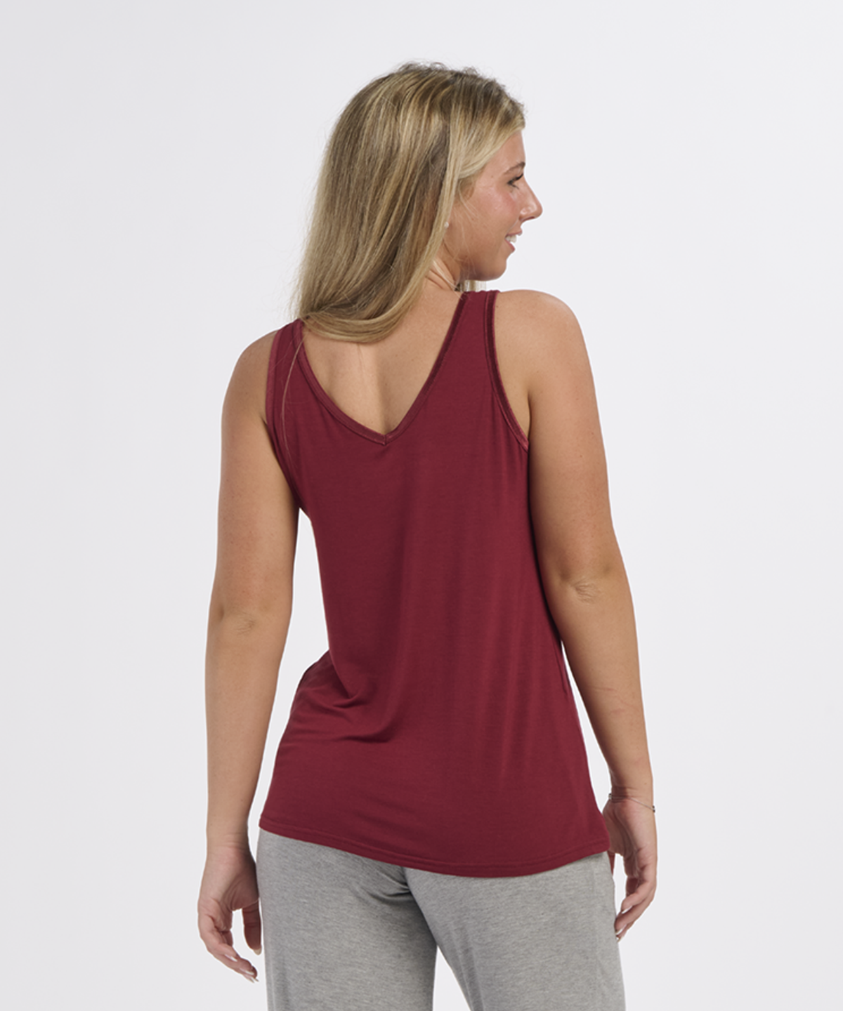Women's Bamboo V-Neck Tank – Soft Bamboo V-Neck Tank Top in Mantra Red