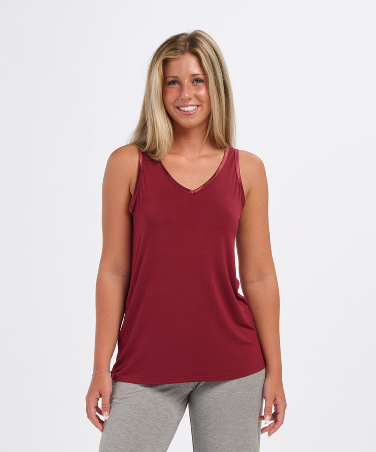 Women's Bamboo V-Neck Tank – Soft Bamboo V-Neck Tank Top in Mantra Red
