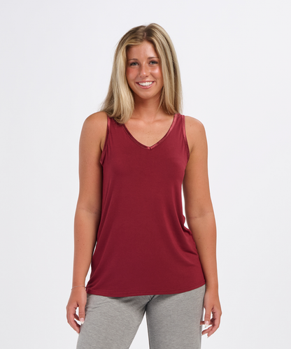 Women's Bamboo V-Neck Tank – Soft Bamboo V-Neck Tank Top in Mantra Red
