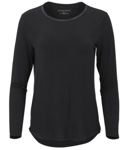 Women's Bamboo Long Sleeve Tee – Soft Bamboo Long Sleeve T-Shirt in Black