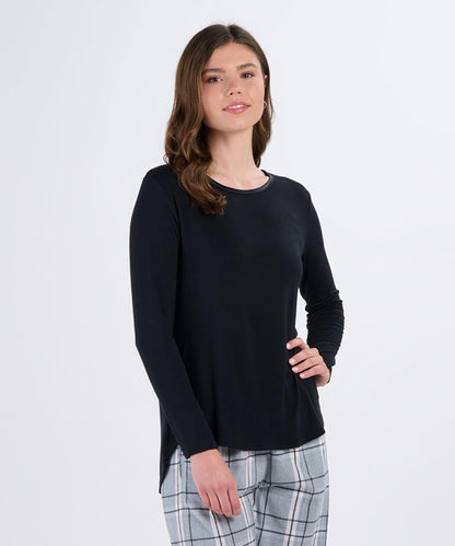 Women's Bamboo Long Sleeve Tee – Soft Bamboo Long Sleeve T-Shirt in Black