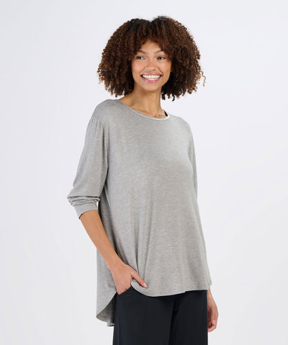 Women's Bamboo Long Sleeve Tee – Soft Bamboo Long Sleeve T-Shirt in Oxford Heather