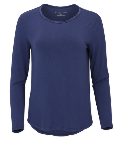 Women's Bamboo Long Sleeve Tee – Soft Bamboo Long Sleeve T-Shirt in Navy