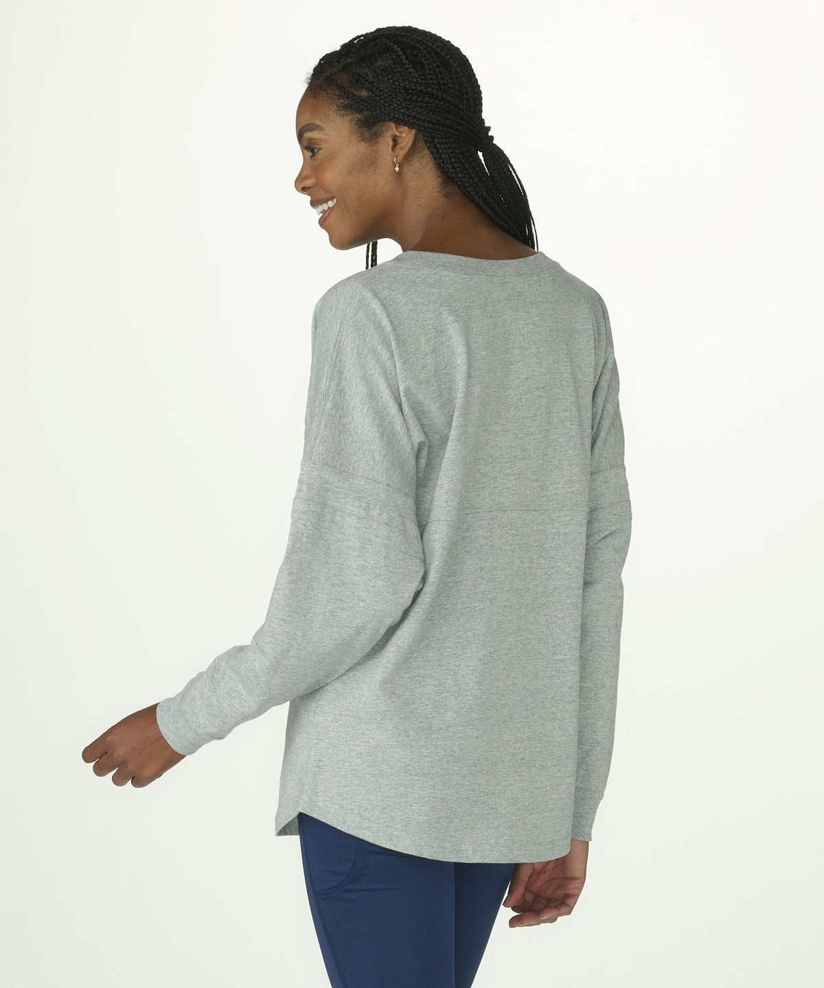Boxercraft BW3514 Women's Pom Pom Jersey - Oxford Heather - Back | Oxford Heather