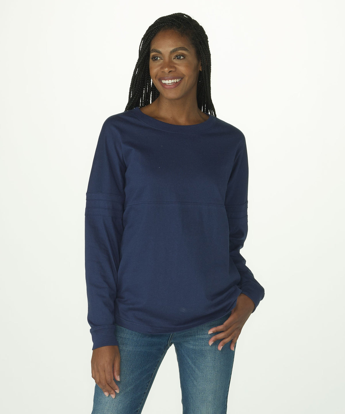 Boxercraft BW3514 Women's Pom Pom Jersey - Navy - Front | Navy