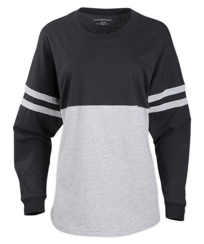 Boxercraft BW3514 Women's Pom Pom Jersey - Black/Oxford - Ghost Front | Black/Oxford