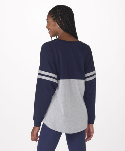 Boxercraft BW3514 Women's Pom Pom Jersey - Navy/Oxford - Back | Navy/Oxford