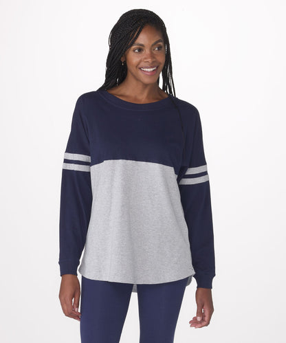Boxercraft BW3514 Women's Pom Pom Jersey - Navy/Oxford - Front | Navy/Oxford