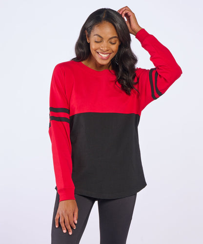 Boxercraft BW3514 Women's Pom Pom Jersey - Red/Black - Front | Red/Black