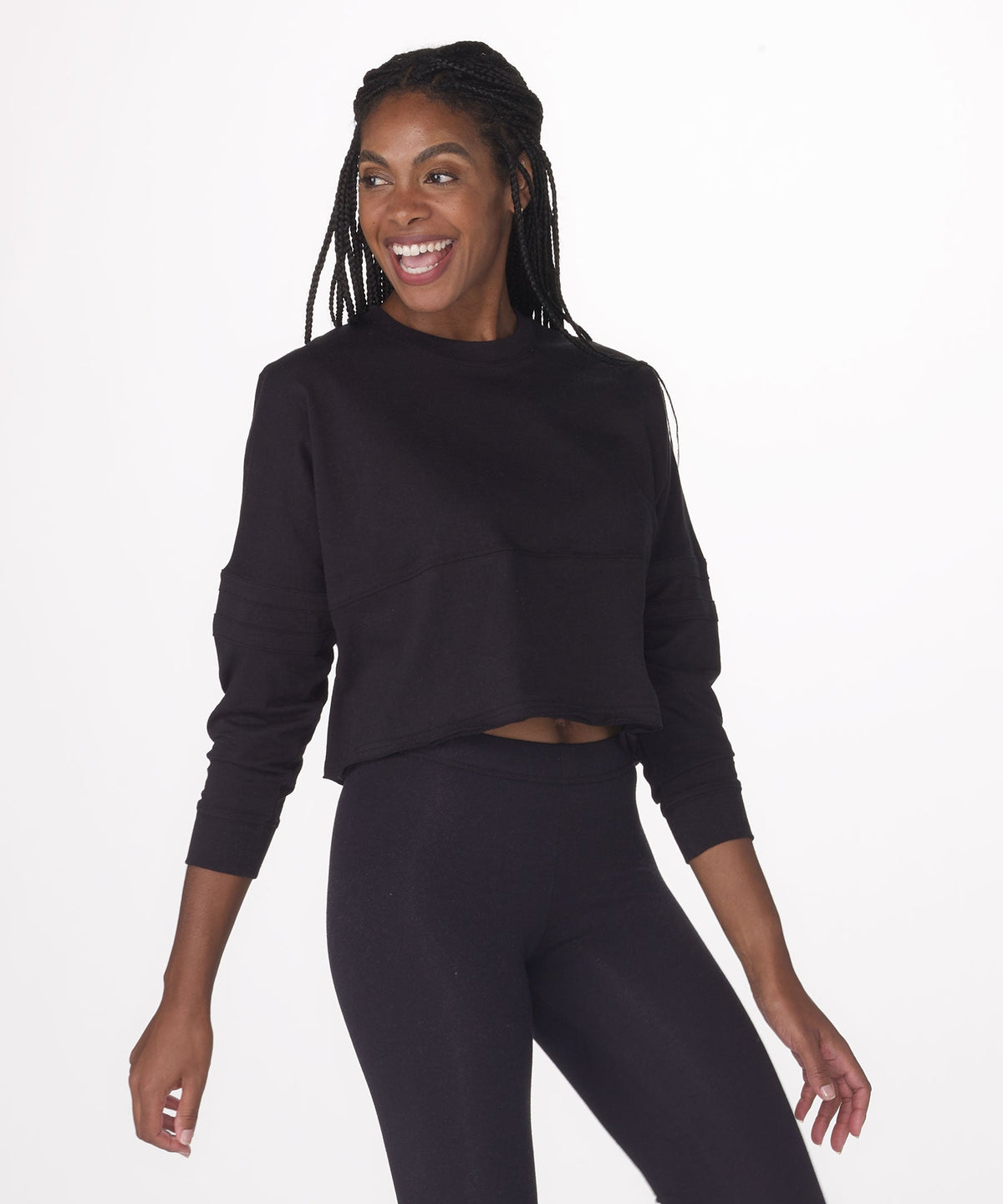 Women's Cropped Retro Jersey – Cropped Vintage-Inspired Jersey Top in Black