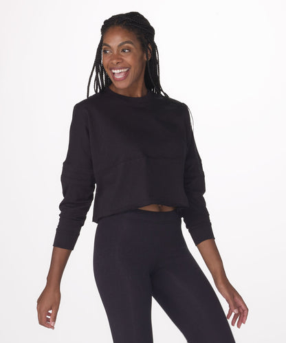 Women's Cropped Retro Jersey – Cropped Vintage-Inspired Jersey Top in Black