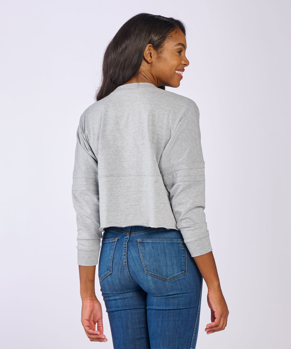 Women's Cropped Retro Jersey – Cropped Vintage-Inspired Jersey Top in Oxford Heather