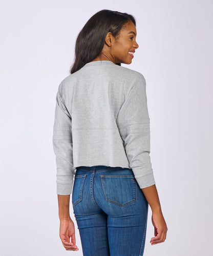 Women's Cropped Retro Jersey – Cropped Vintage-Inspired Jersey Top in Oxford Heather