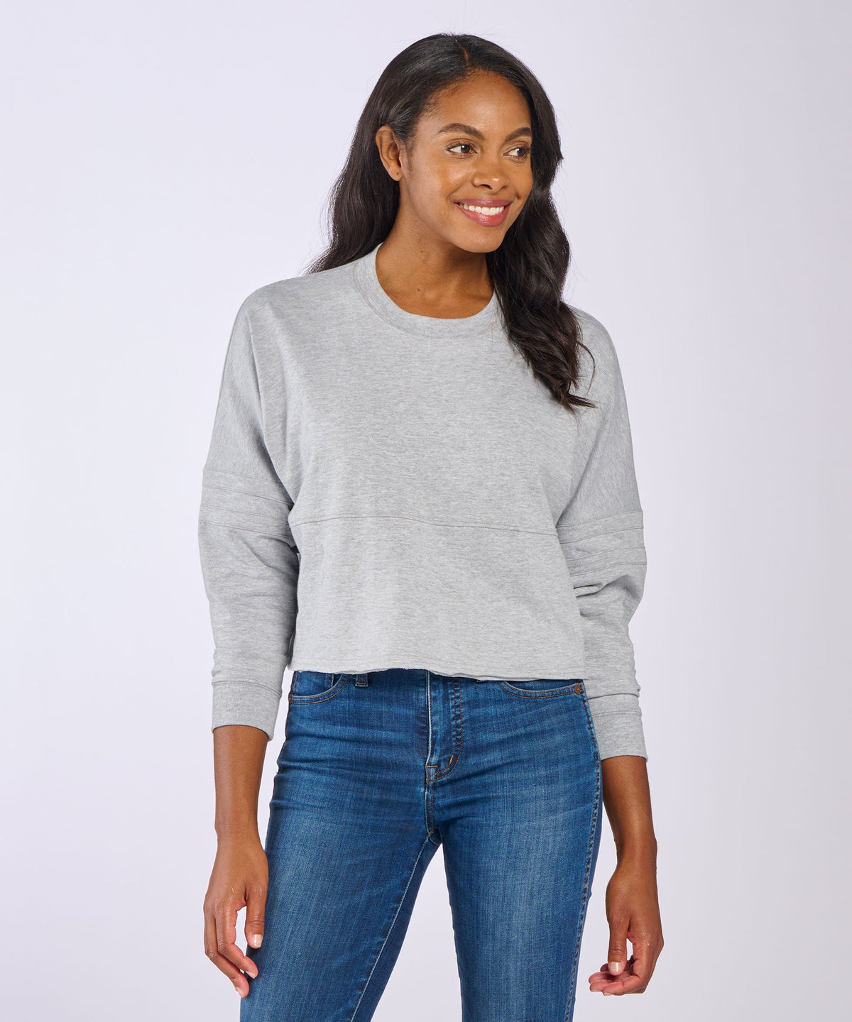 Women's Cropped Retro Jersey – Cropped Vintage-Inspired Jersey Top in Oxford Heather