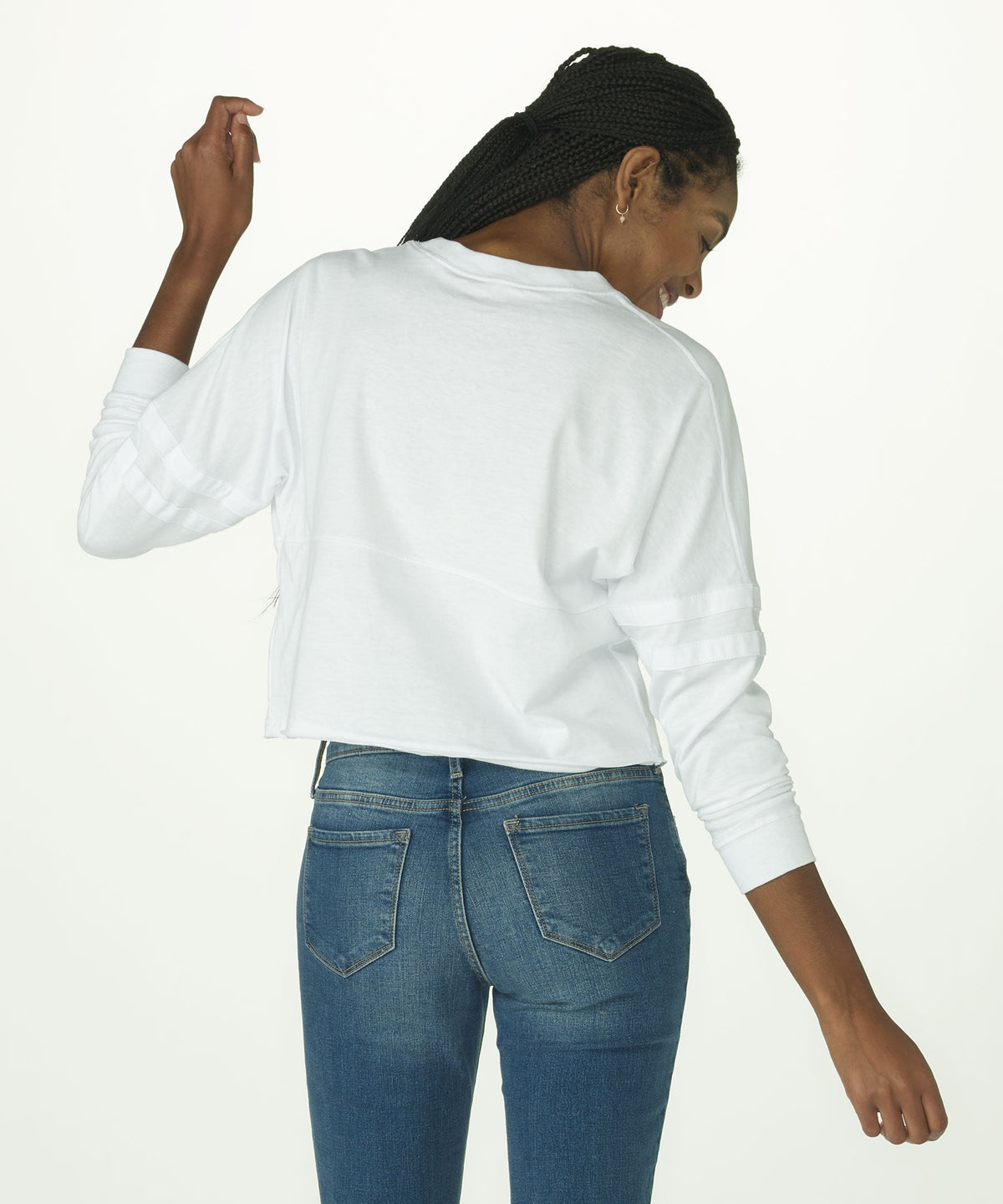 Women's Cropped Retro Jersey – Cropped Vintage-Inspired Jersey Top in White