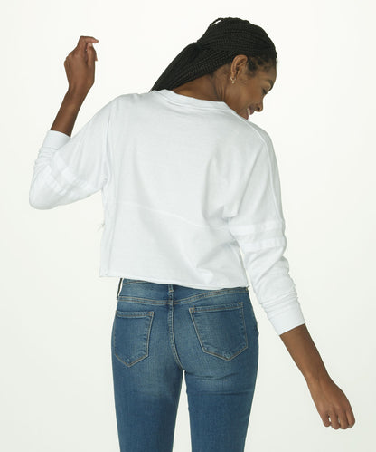 Women's Cropped Retro Jersey – Cropped Vintage-Inspired Jersey Top in White