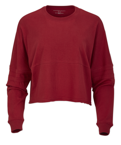 Women's Cropped Retro Jersey – Cropped Vintage-Inspired Jersey Top in Brick Red