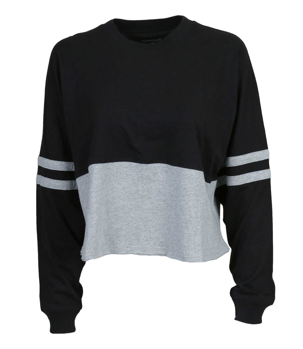 Women's Cropped Retro Jersey – Cropped Vintage-Inspired Jersey Top in Black/Oxford