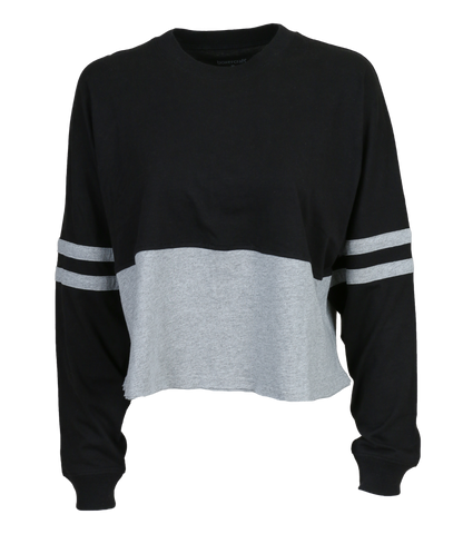 Women's Cropped Retro Jersey – Cropped Vintage-Inspired Jersey Top in Black/Oxford