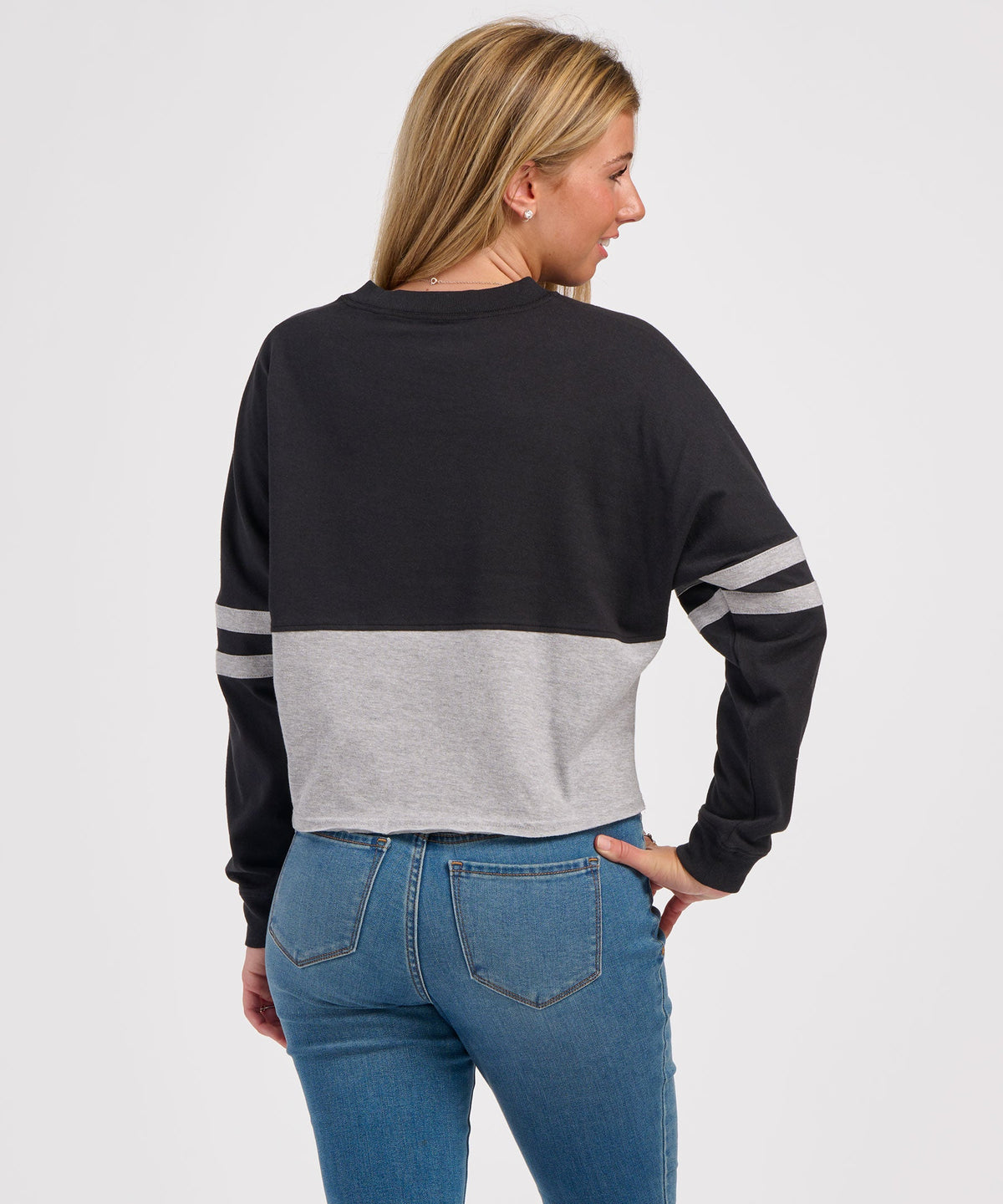 Women's Cropped Retro Jersey – Cropped Vintage-Inspired Jersey Top in Black/Oxford